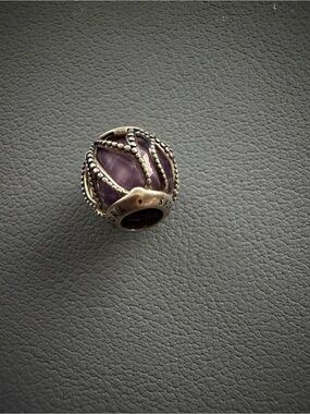 Pandora Purple Glass & Sterling Silver Filigree Charm